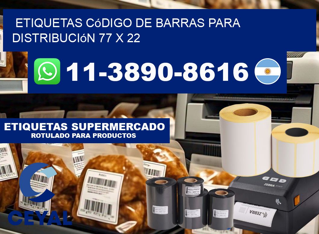 Etiquetas código de barras para distribución 77 x 22