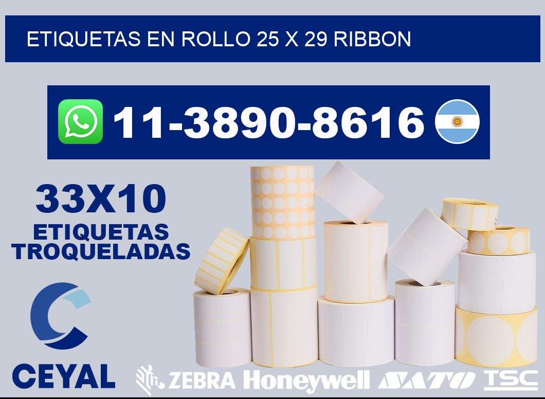 Etiquetas en rollo 25 x 29 ribbon