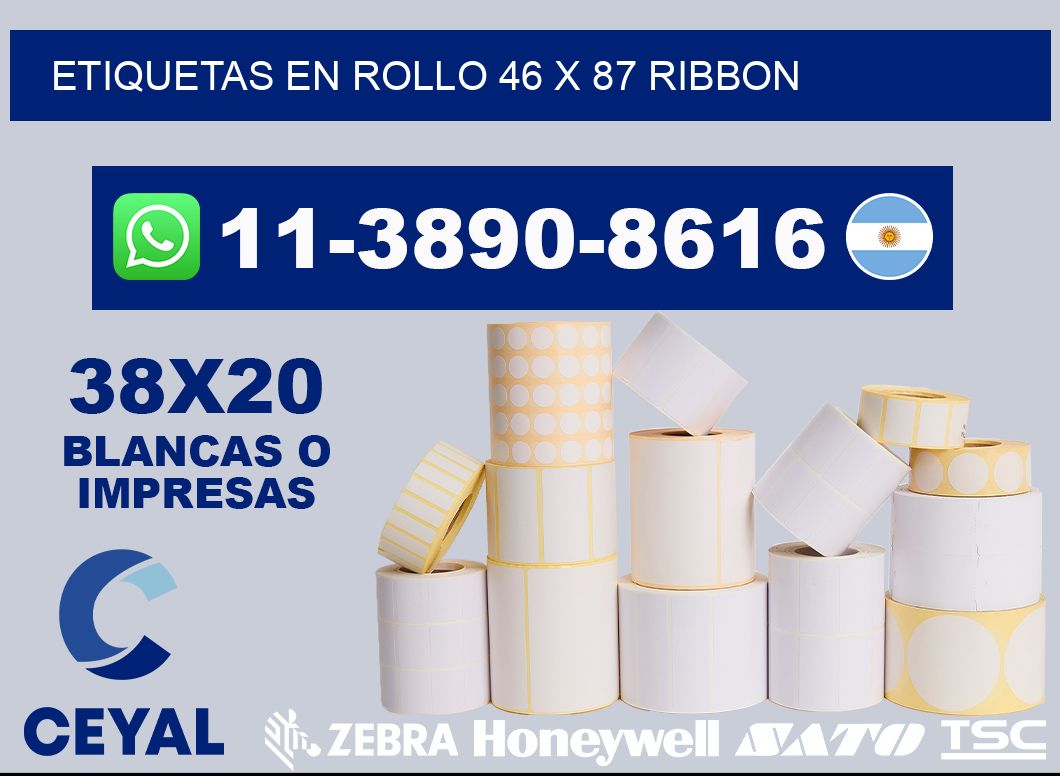 Etiquetas en rollo 46 x 87 ribbon