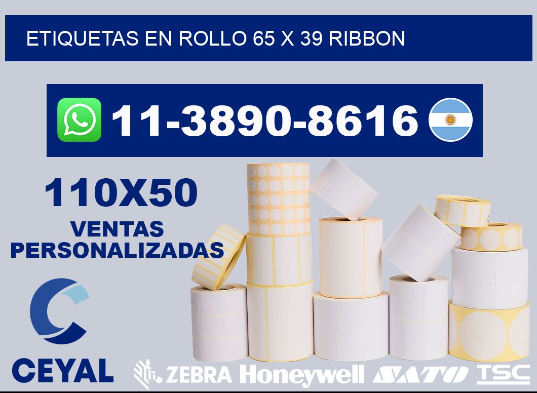 Etiquetas en rollo 65 x 39 ribbon