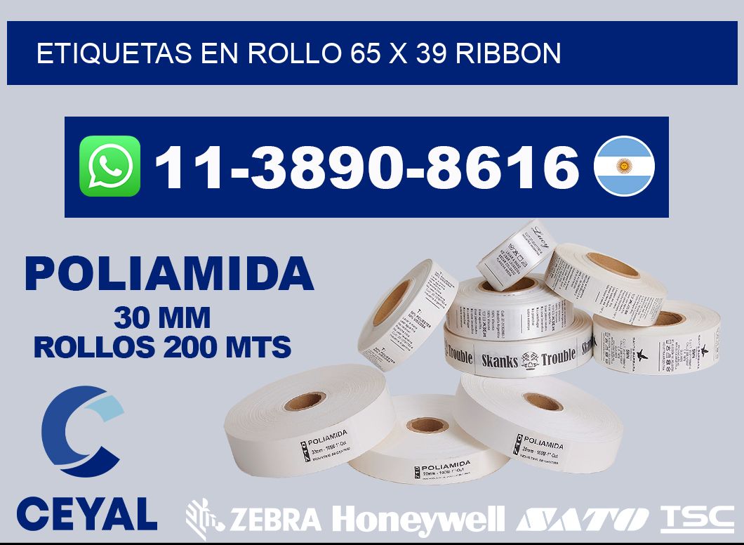 Etiquetas en rollo 65 x 39 ribbon