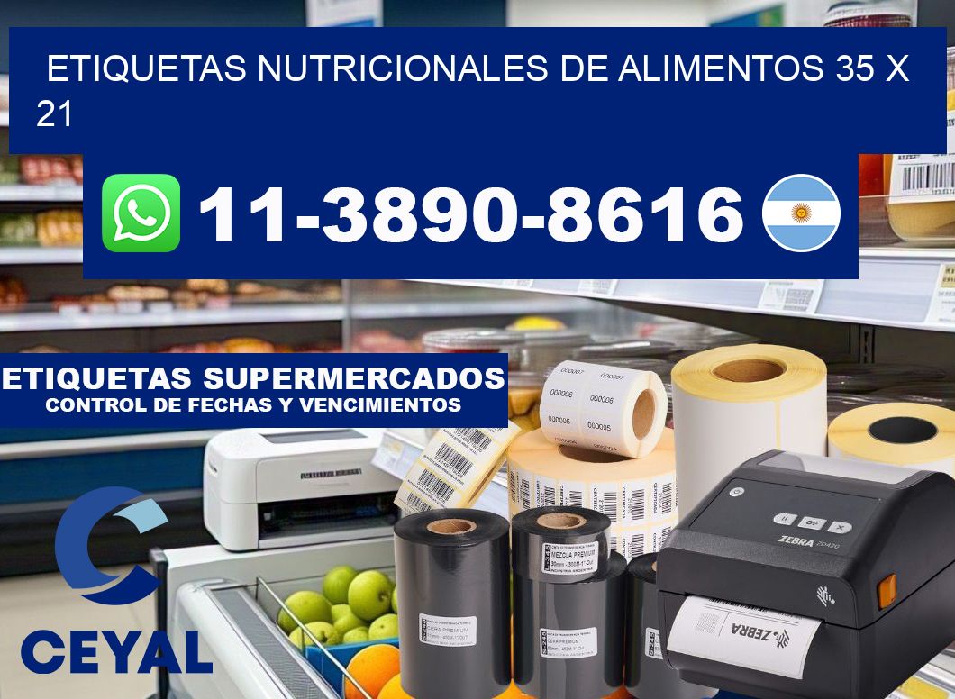 Etiquetas nutricionales de alimentos 35 x 21