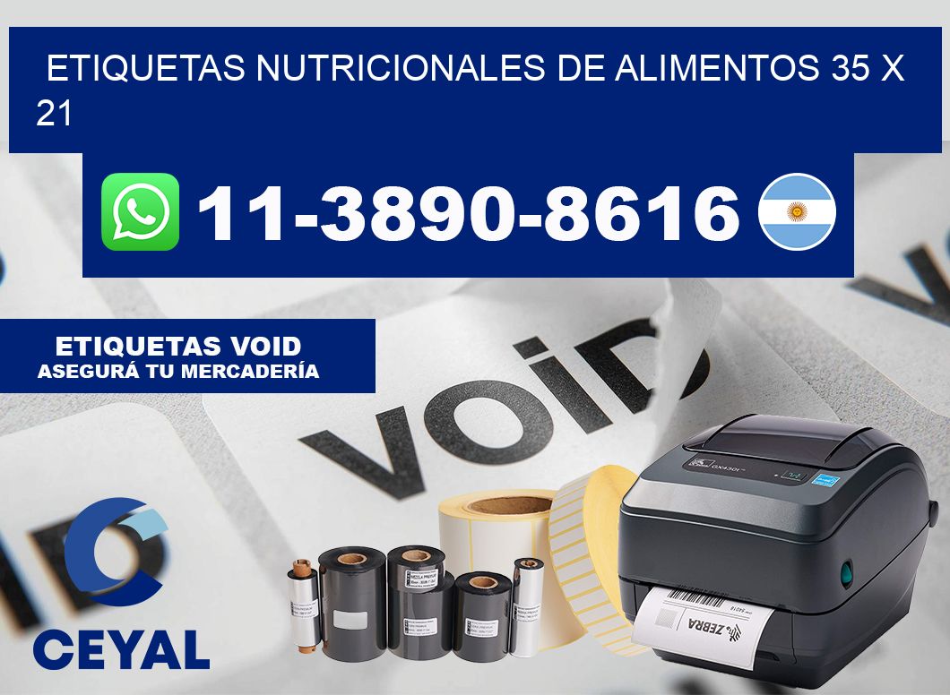 Etiquetas nutricionales de alimentos 35 x 21