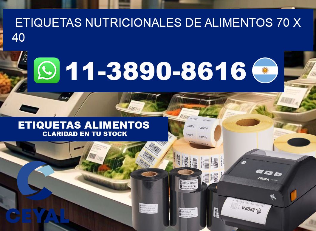 Etiquetas nutricionales de alimentos 70 x 40