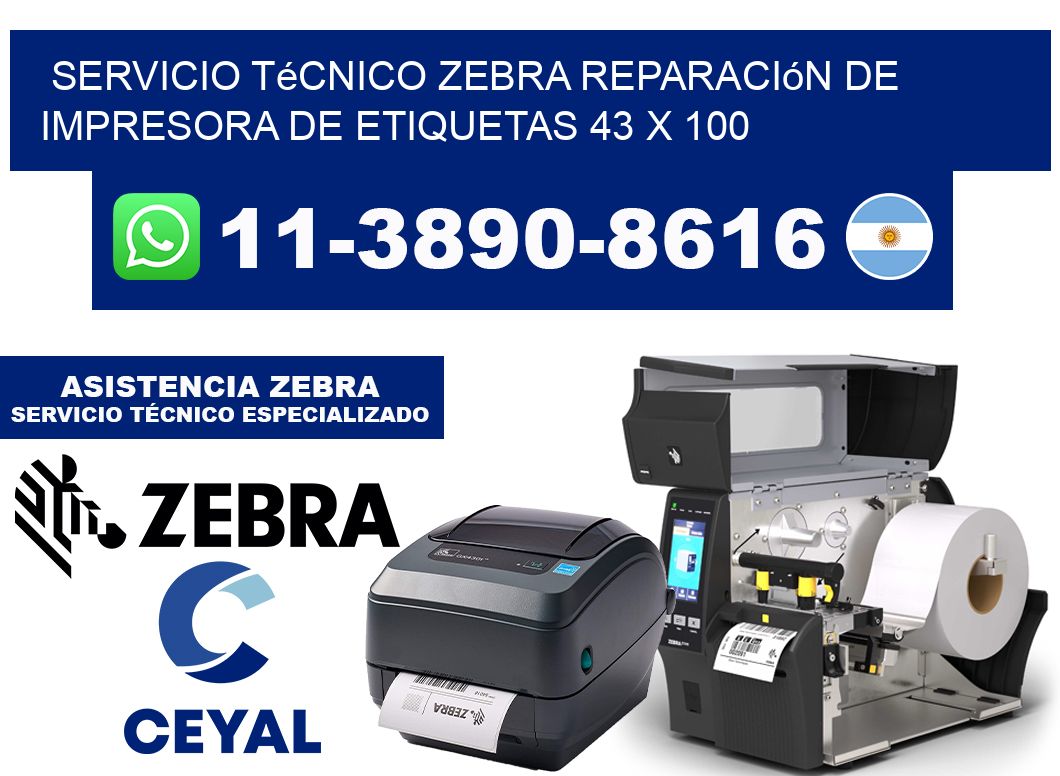 Servicio Técnico Zebra Reparación de Impresora de Etiquetas 43 x 100