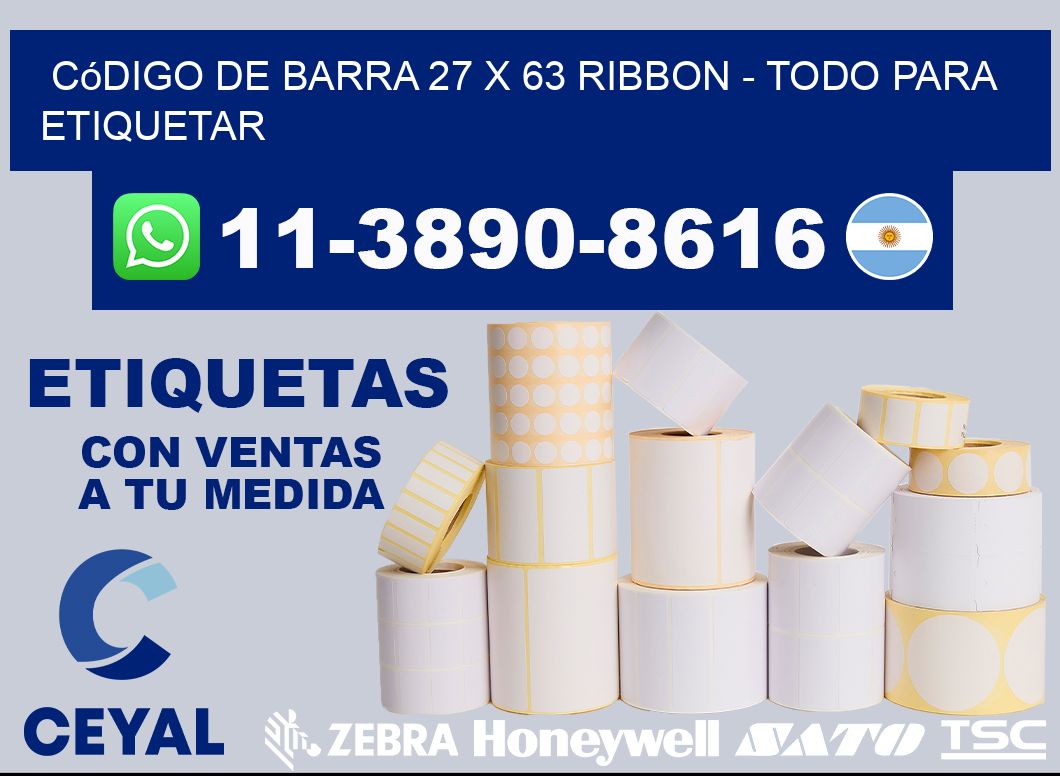 código de barra 27 x 63 ribbon - Todo para Etiquetar