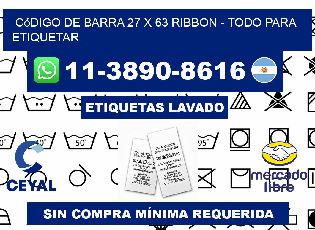 código de barra 27 x 63 ribbon - Todo para Etiquetar
