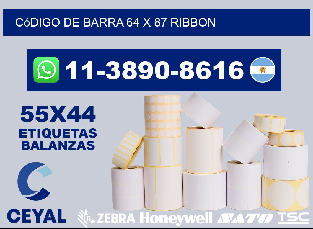 código de barra 64 x 87 ribbon