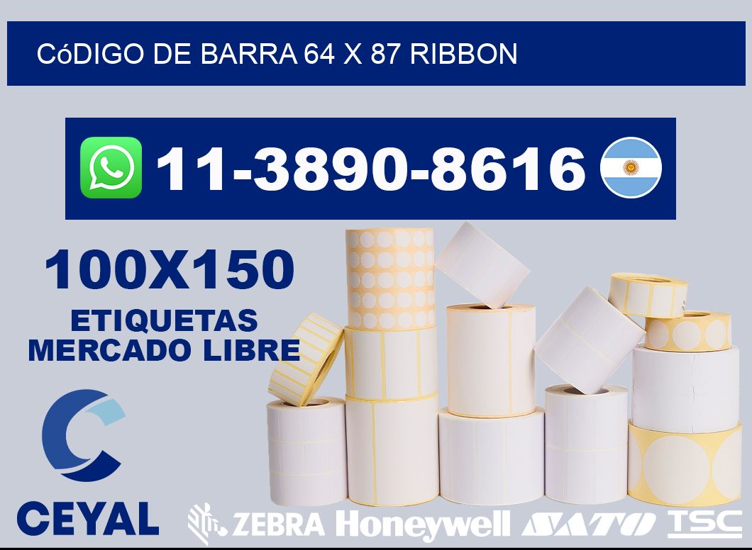 código de barra 64 x 87 ribbon