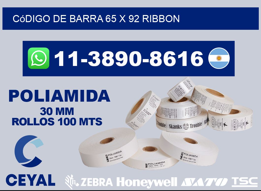 código de barra 65 x 92 ribbon