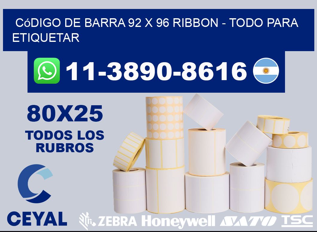 código de barra 92 x 96 ribbon - Todo para Etiquetar