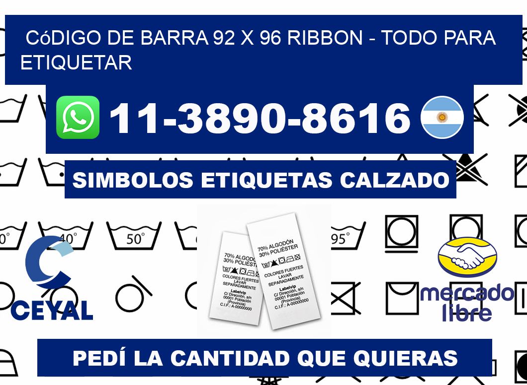 código de barra 92 x 96 ribbon - Todo para Etiquetar