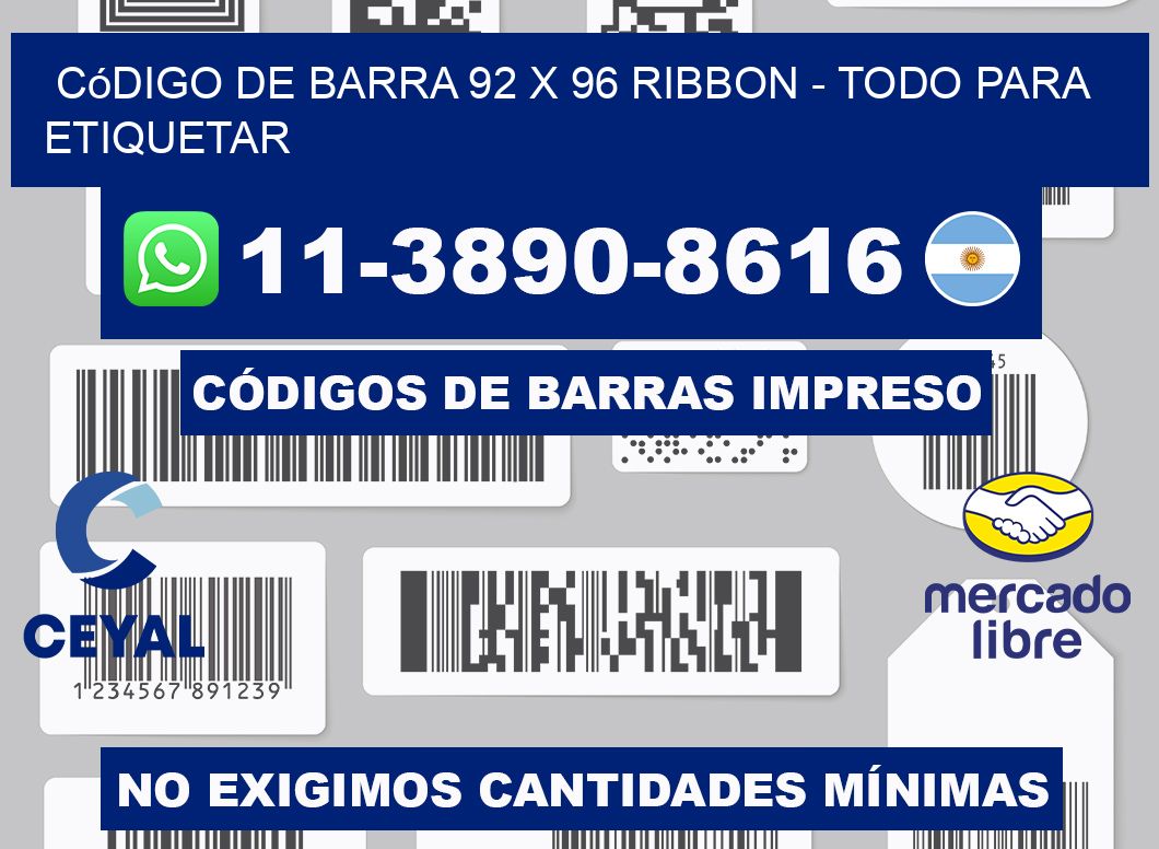 código de barra 92 x 96 ribbon - Todo para Etiquetar
