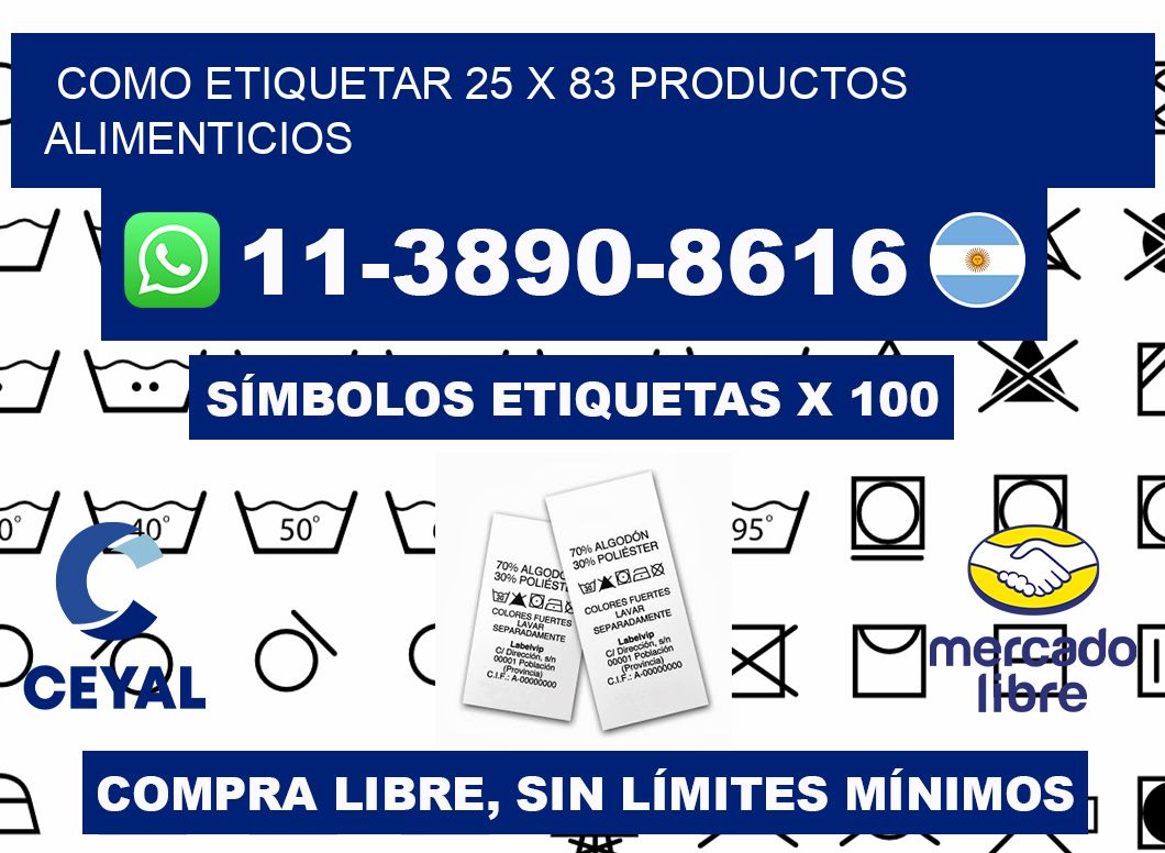 como etiquetar 25 x 83 productos alimenticios