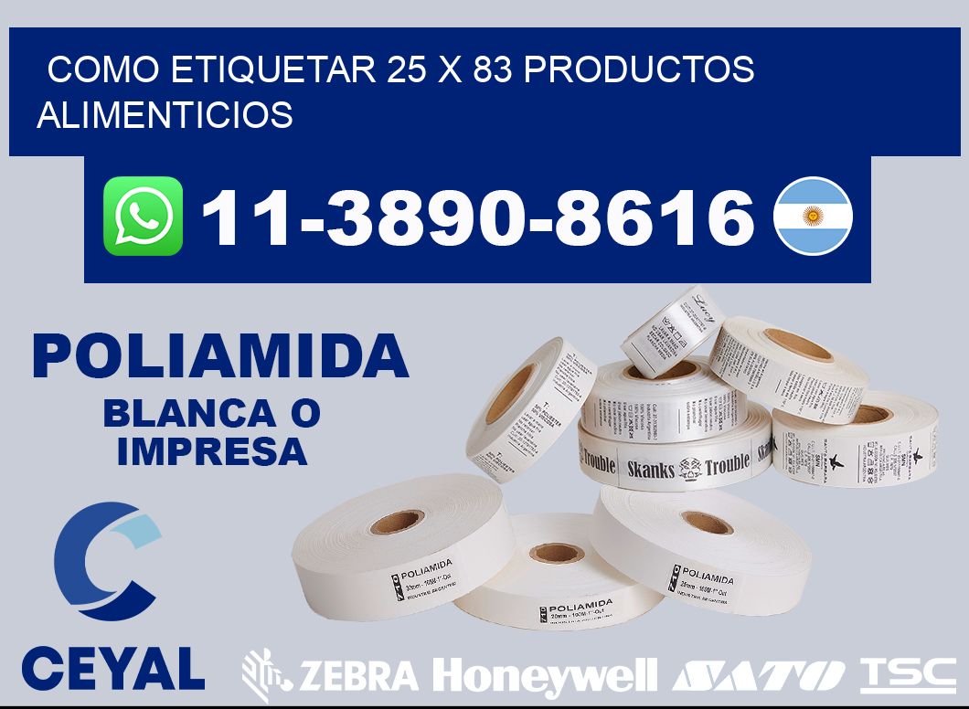 como etiquetar 25 x 83 productos alimenticios