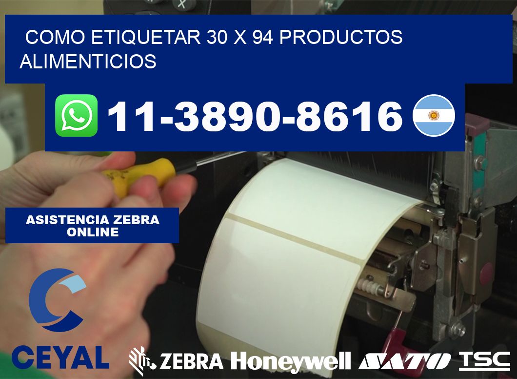 como etiquetar 30 x 94 productos alimenticios