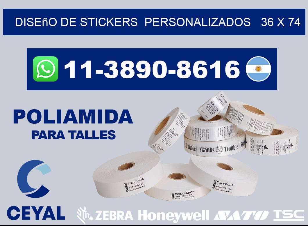 diseño de stickers  personalizados   36 x 74