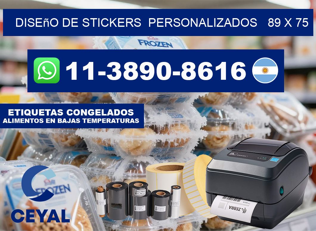 diseño de stickers  personalizados   89 x 75