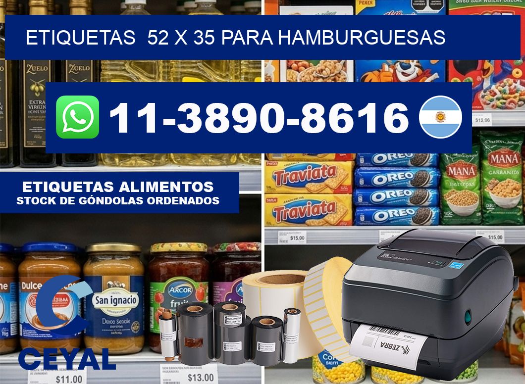 etiquetas  52 x 35 para Hamburguesas
