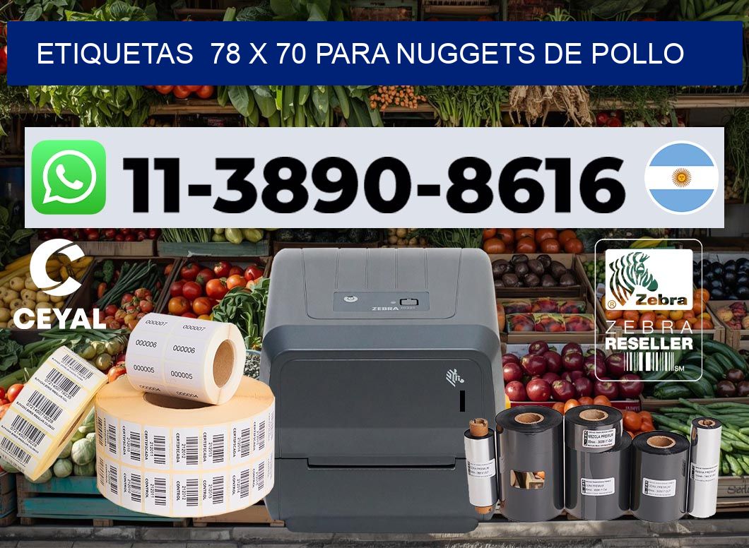 etiquetas  78 x 70 para Nuggets de pollo
