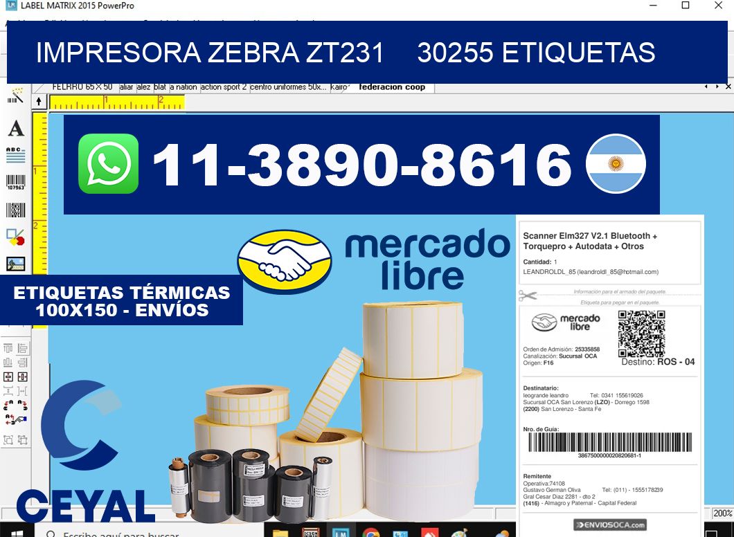 impresora zebra zt231    30255 etiquetas