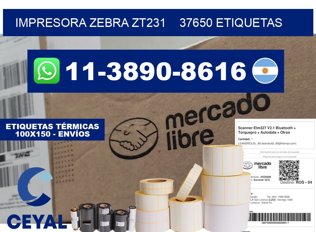 impresora zebra zt231    37650 etiquetas