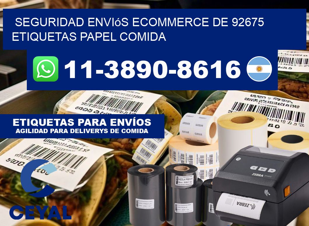 seguridad enviós ecommerce de 92675 etiquetas papel comida