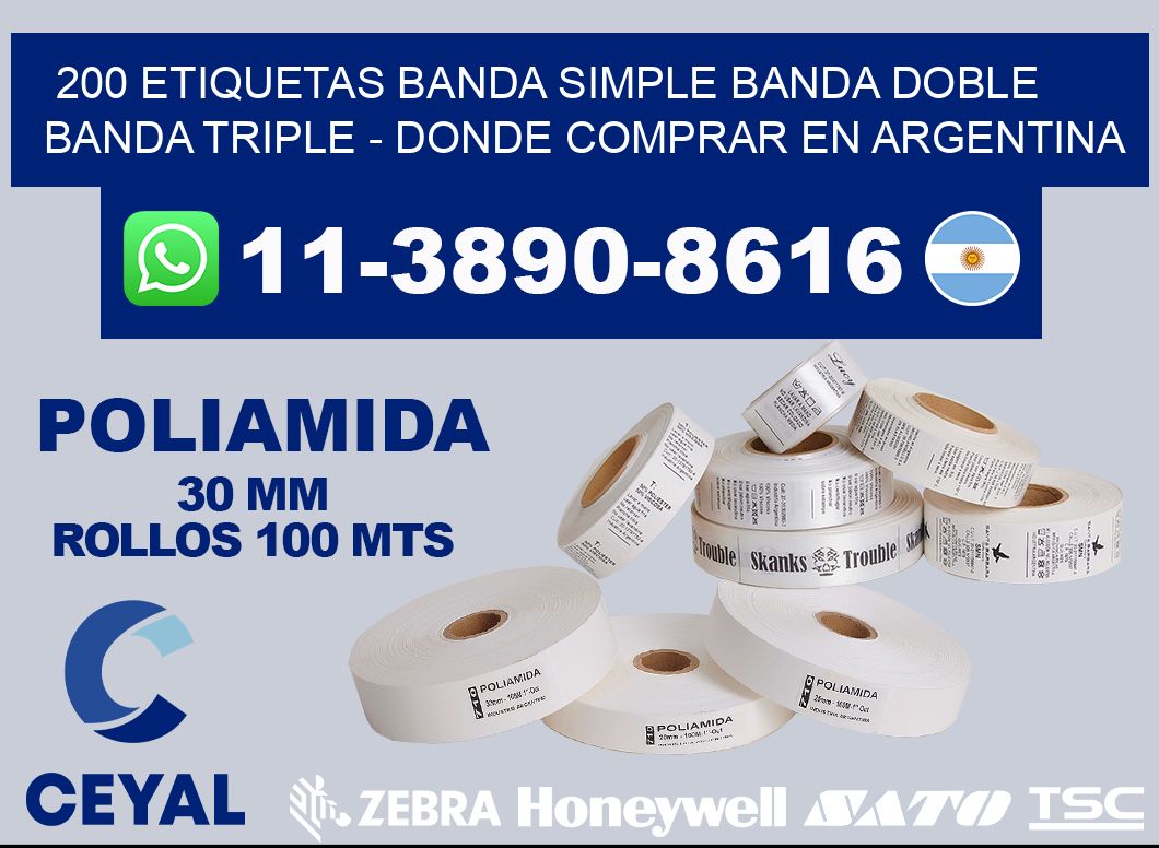 200 etiquetas banda simple banda doble banda triple - Donde Comprar en Argentina