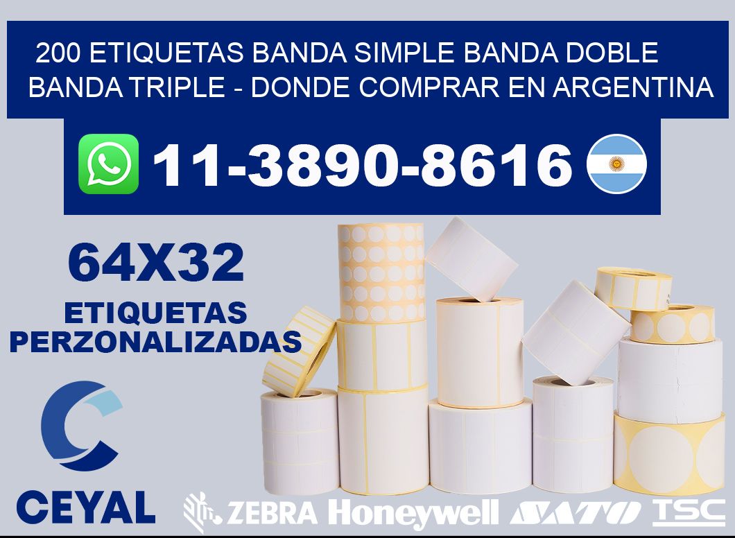 200 etiquetas banda simple banda doble banda triple - Donde Comprar en Argentina