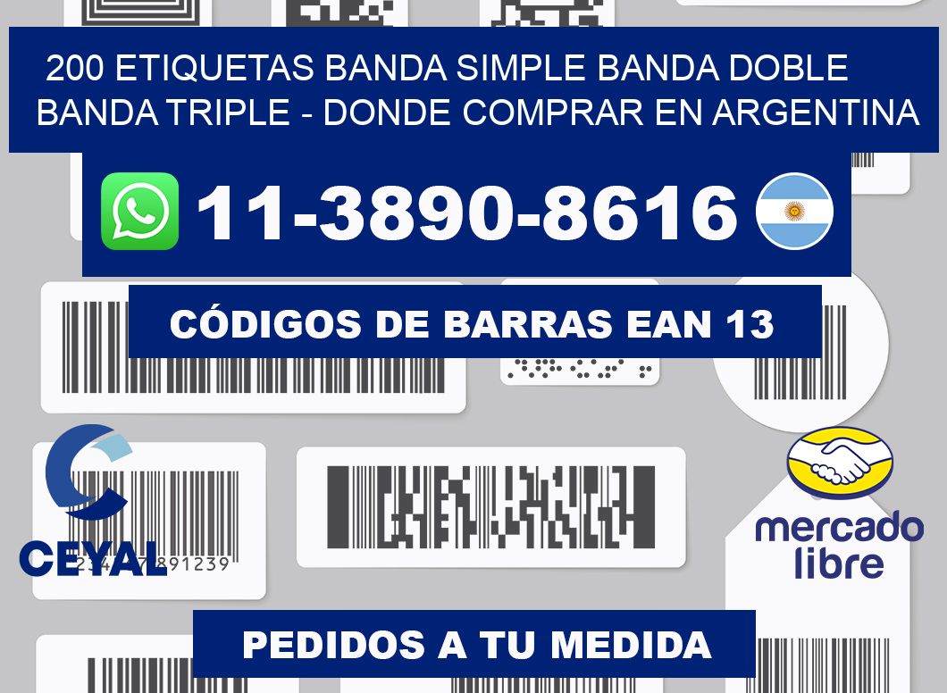 200 etiquetas banda simple banda doble banda triple - Donde Comprar en Argentina