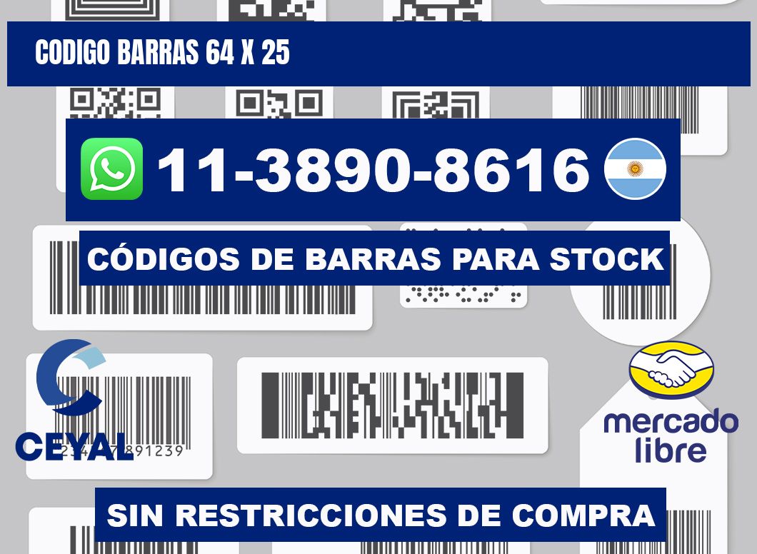 Codigo barras 64 x 25