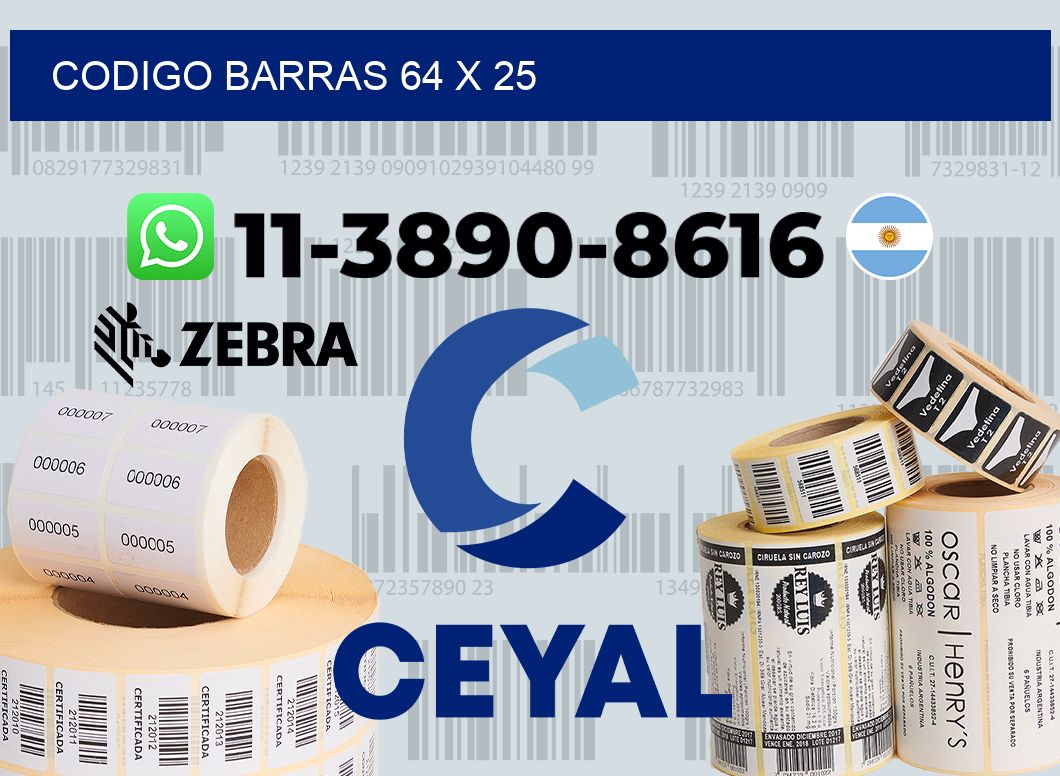 Codigo barras 64 x 25