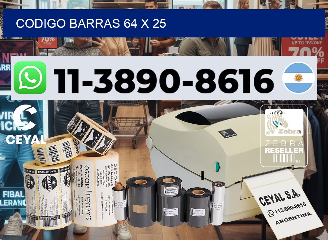 Codigo barras 64 x 25
