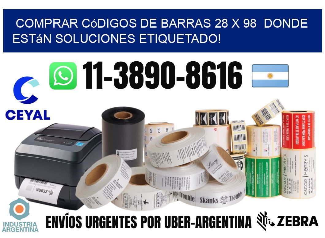 Comprar códigos de barras 28 x 98  donde están soluciones etiquetado!