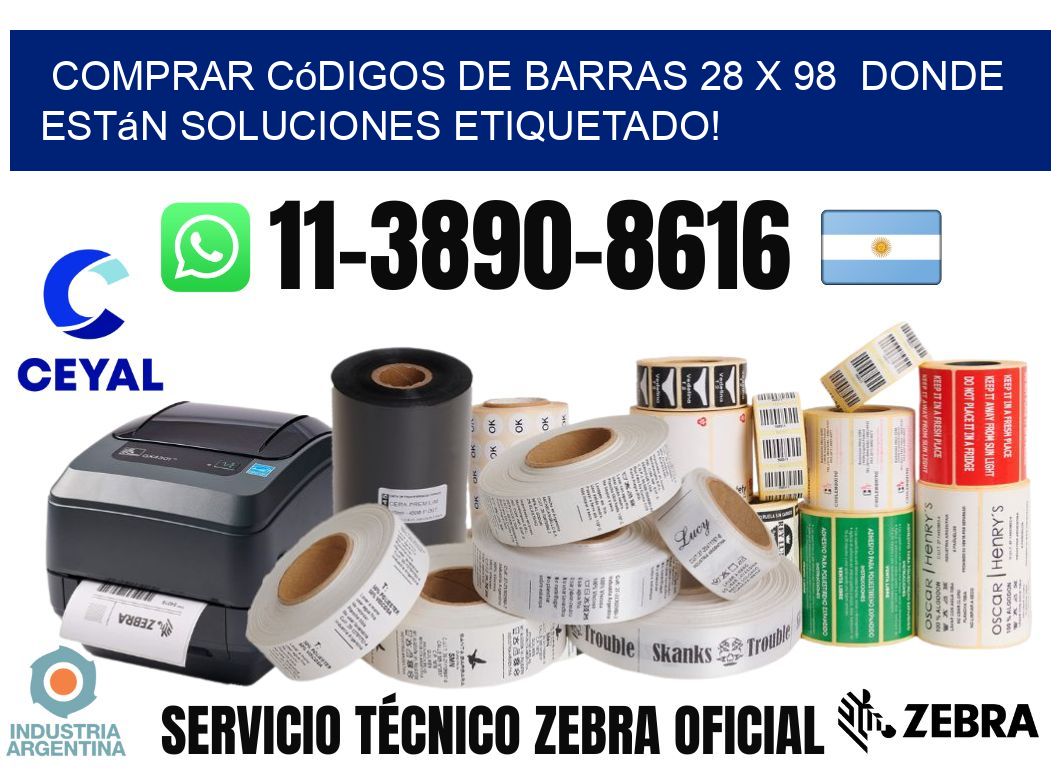 Comprar códigos de barras 28 x 98  donde están soluciones etiquetado!