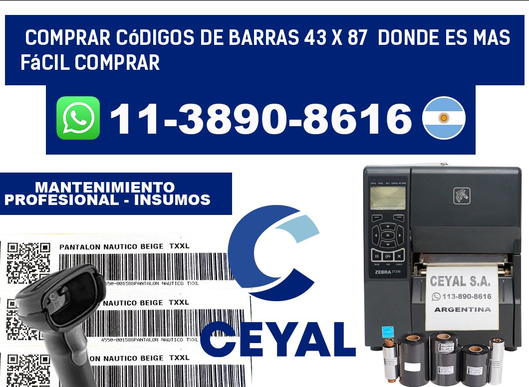 Comprar códigos de barras 43 x 87  Donde es mas fácil comprar