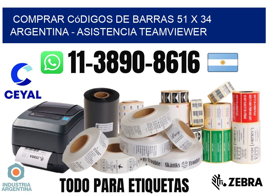 Comprar códigos de barras 51 x 34 argentina - asistencia teamviewer