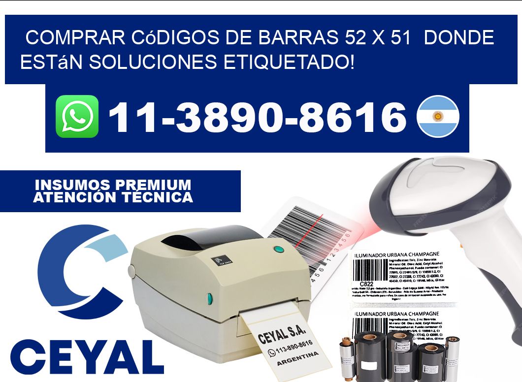 Comprar códigos de barras 52 x 51  donde están soluciones etiquetado!