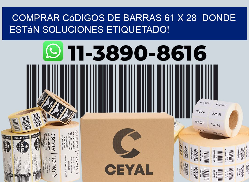 Comprar códigos de barras 61 x 28  donde están soluciones etiquetado!