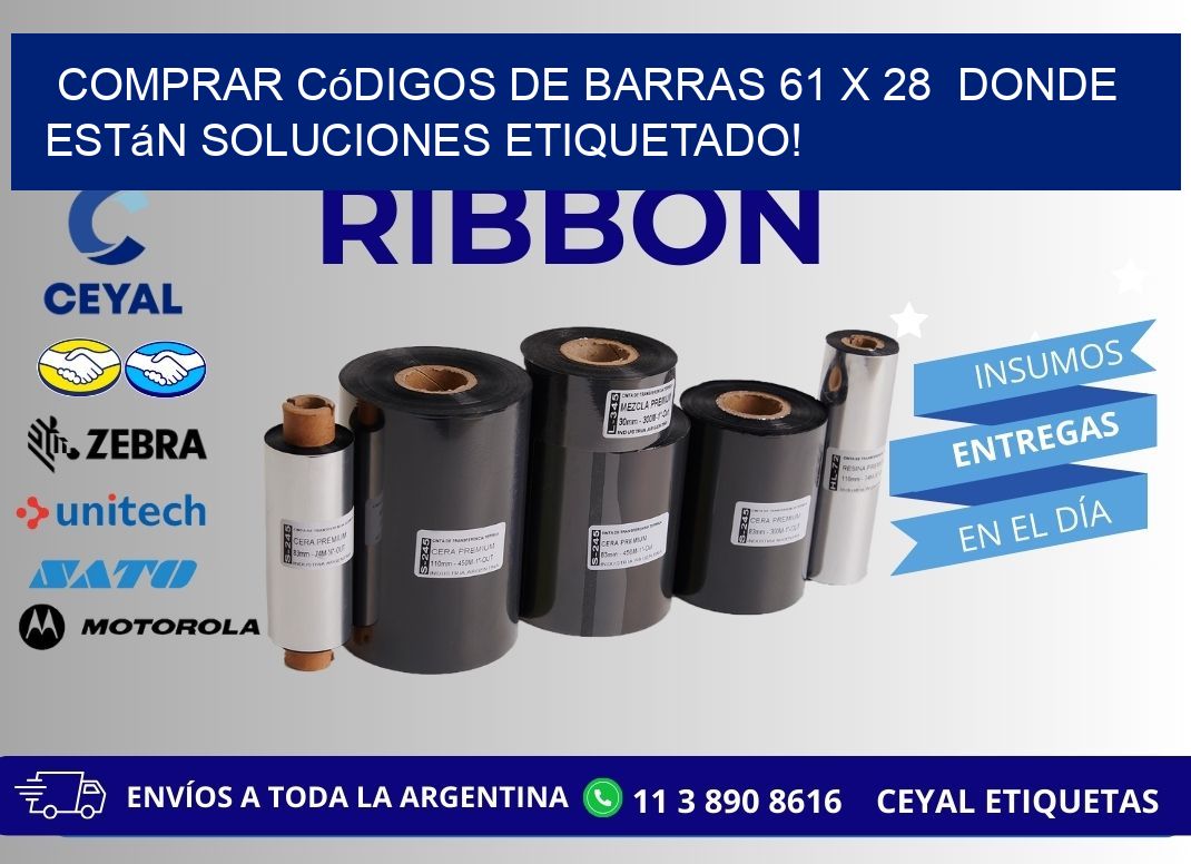 Comprar códigos de barras 61 x 28  donde están soluciones etiquetado!