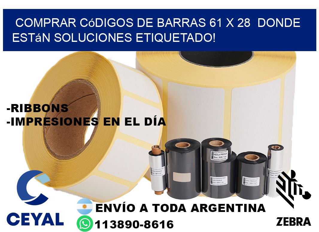 Comprar códigos de barras 61 x 28  donde están soluciones etiquetado!