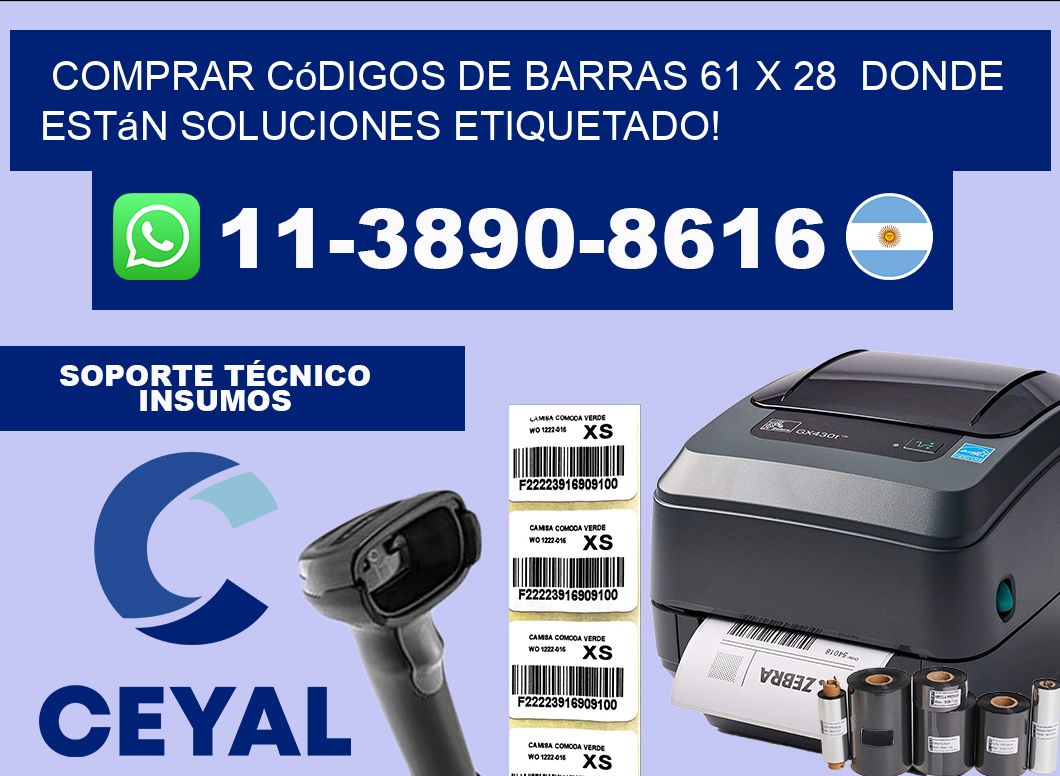 Comprar códigos de barras 61 x 28  donde están soluciones etiquetado!