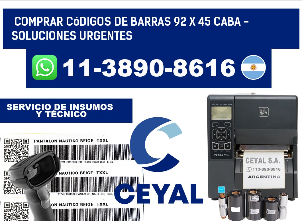 Comprar códigos de barras 92 x 45 CABA - soluciones urgentes