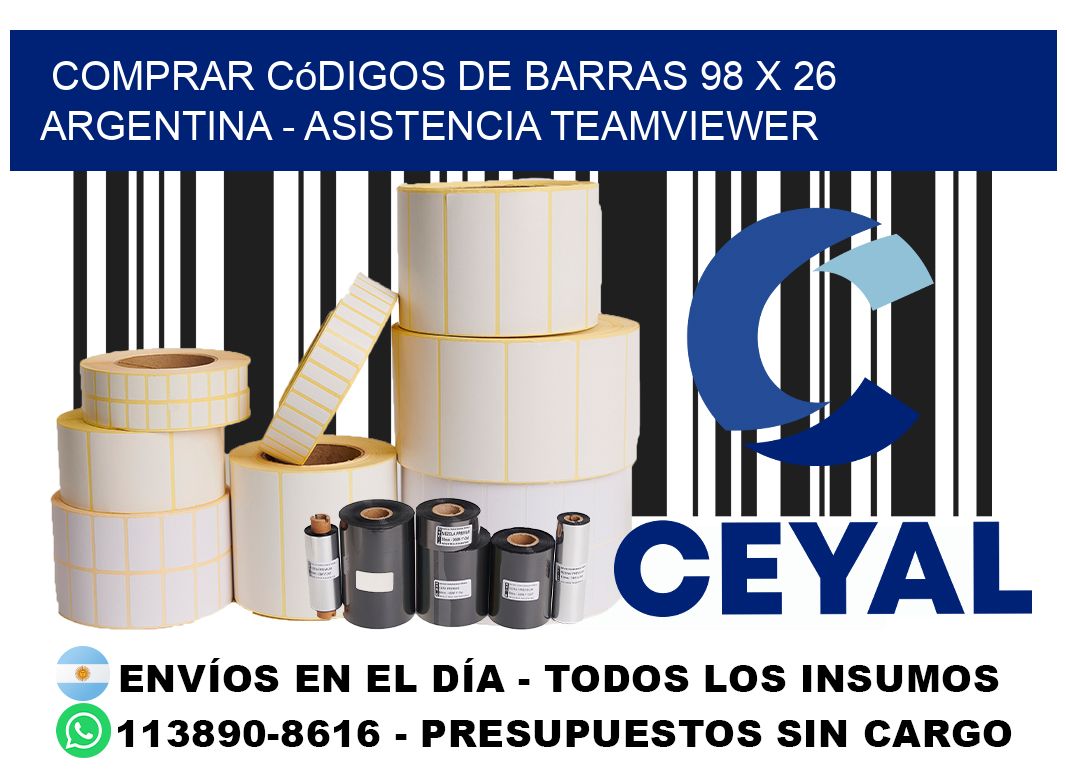 Comprar códigos de barras 98 x 26 argentina - asistencia teamviewer