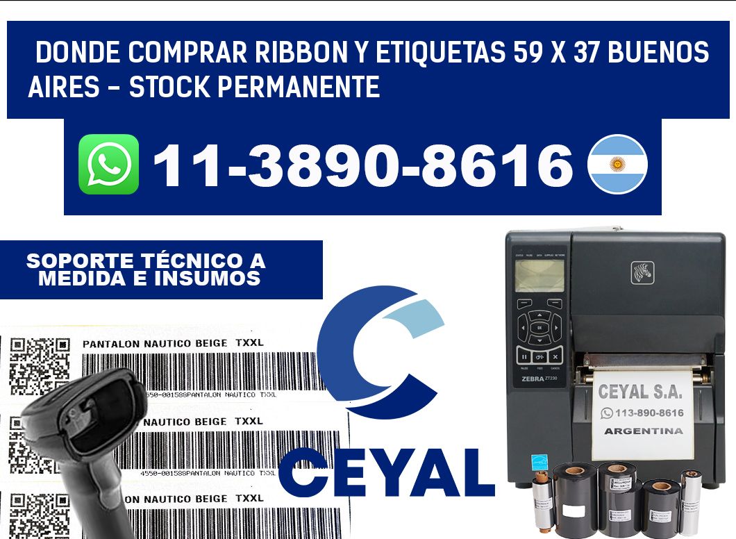 Donde Comprar ribbon y etiquetas 59 x 37 Buenos Aires - Stock permanente