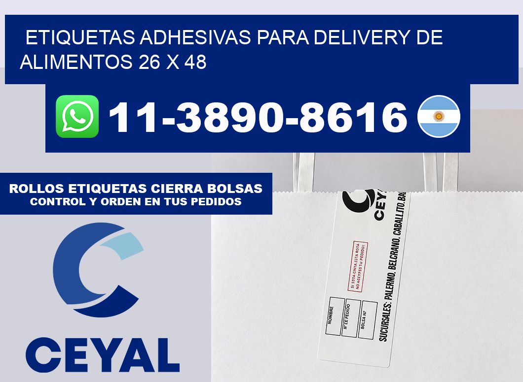 ETIQUETAS ADHESIVAS PARA DELIVERY DE ALIMENTOS 26 x 48