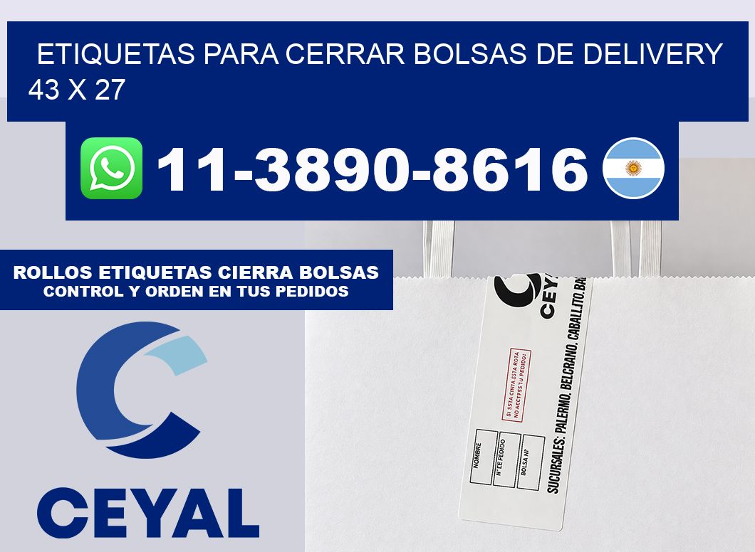 ETIQUETAS PARA CERRAR BOLSAS DE DELIVERY  43 x 27