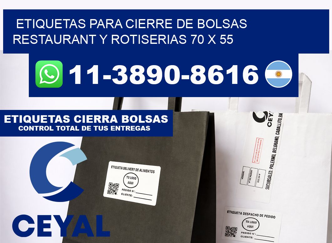 ETIQUETAS PARA CIERRE DE BOLSAS RESTAURANT Y ROTISERIAS 70 x 55