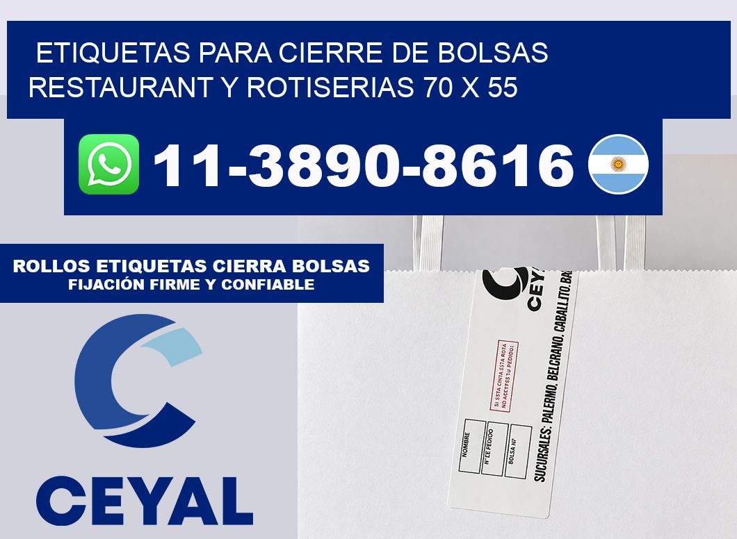 ETIQUETAS PARA CIERRE DE BOLSAS RESTAURANT Y ROTISERIAS 70 x 55