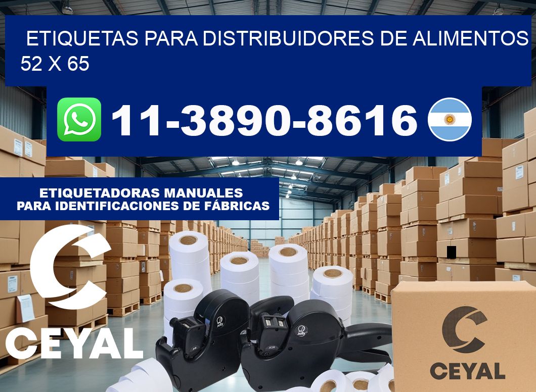 Etiquetas para distribuidores de alimentos 52 x 65